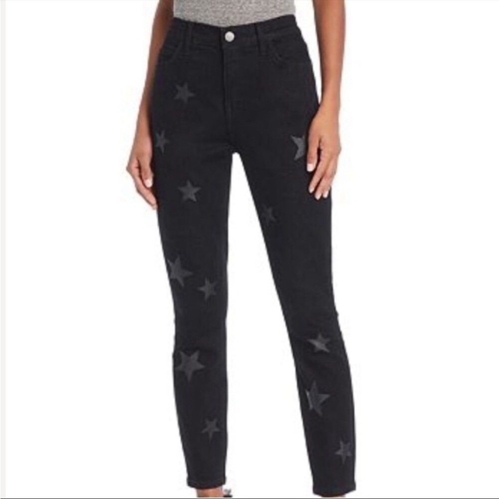 NWT Current Elliott JEANS Black Denim Stars High Waist Stiletto Size 28